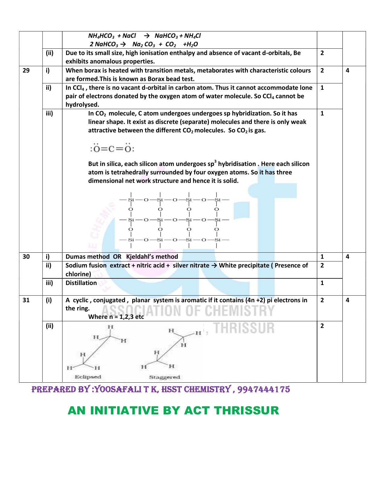 Kerala Plus One 2022 Chemistry Answer Key (Model) - Page 6