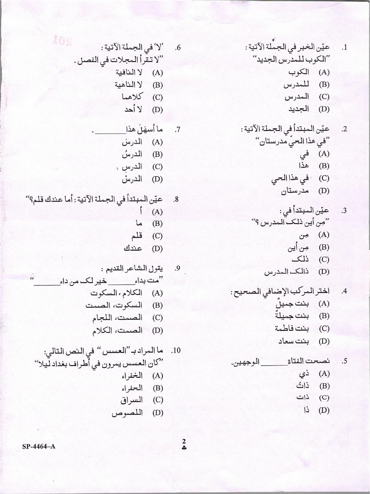 KUET 2024 M.A. Arabic Question Paper - Page 2