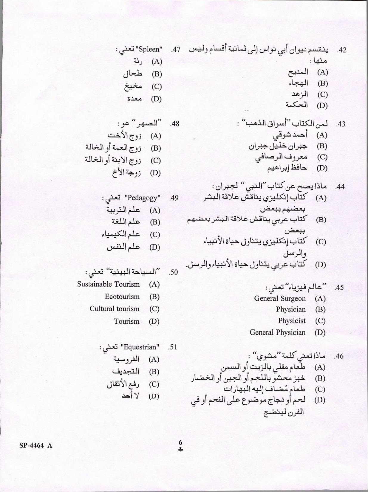 KUET 2024 M.A. Arabic Question Paper - Page 6