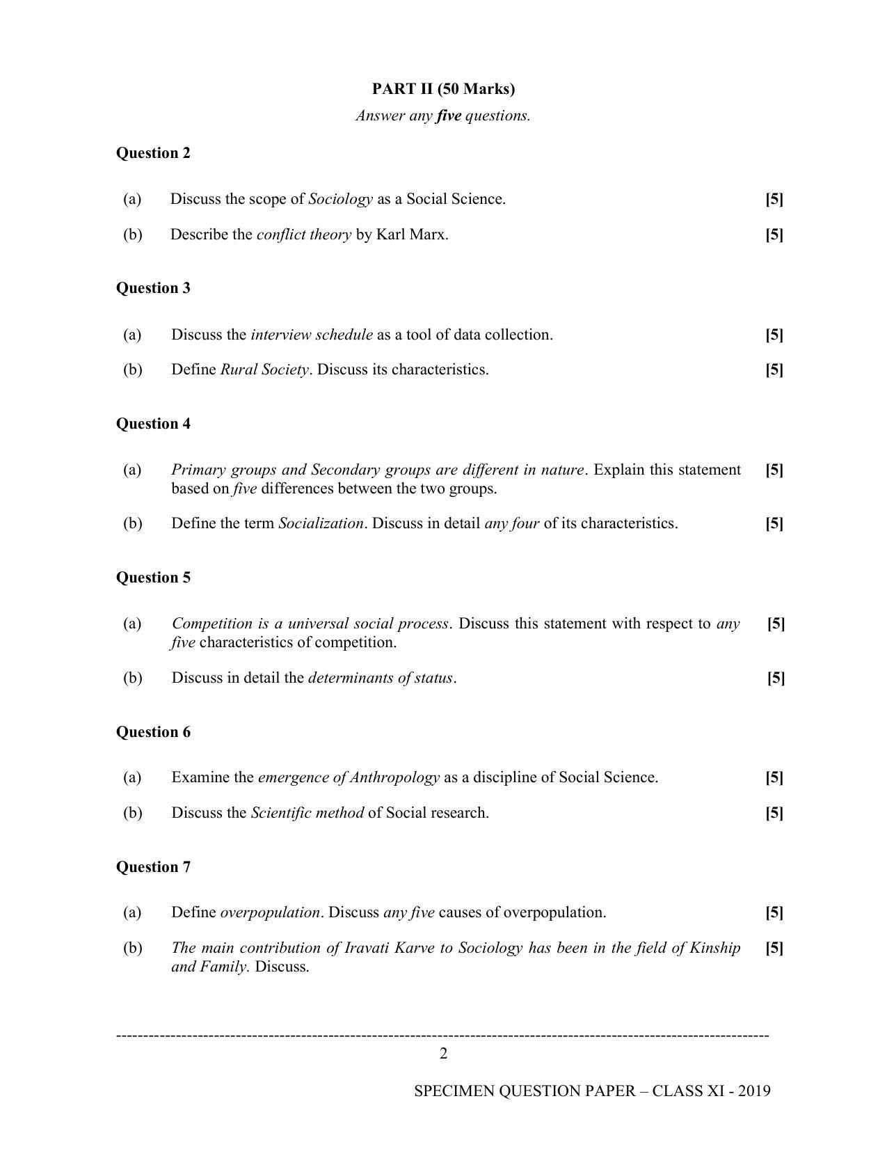 ISC Class 11 Specimen Sociology Sample Papers 2023 - Page 2