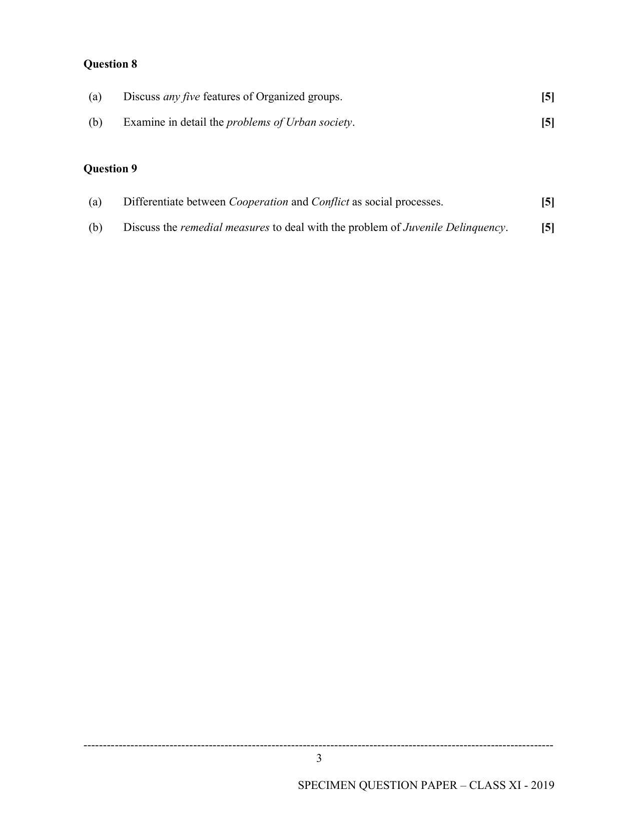 ISC Class 11 Specimen Sociology Sample Papers 2023 - Page 3