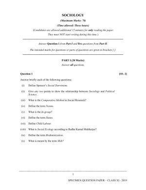 ISC Class 11 Specimen Sociology Sample Papers 2023