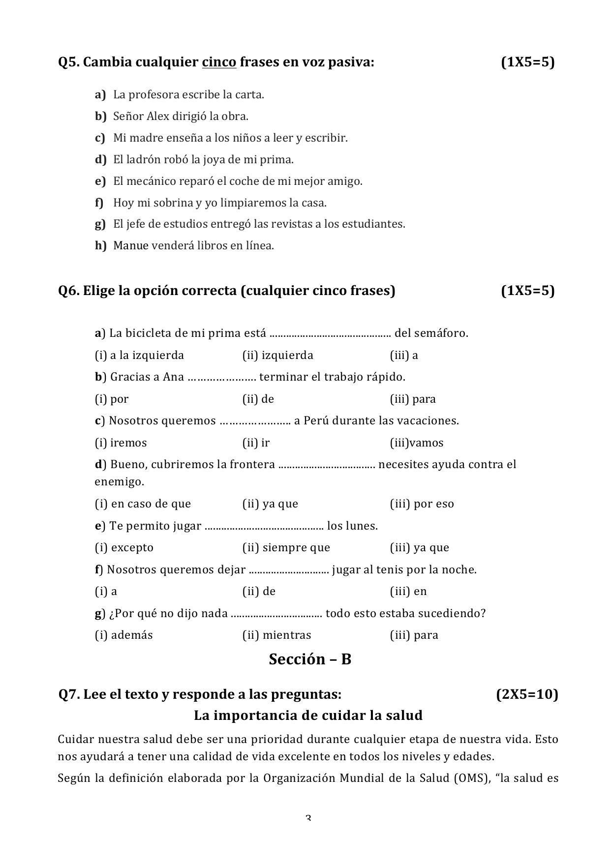 CBSE Class 12 Spanish Sample Paper 2024 - Page 3