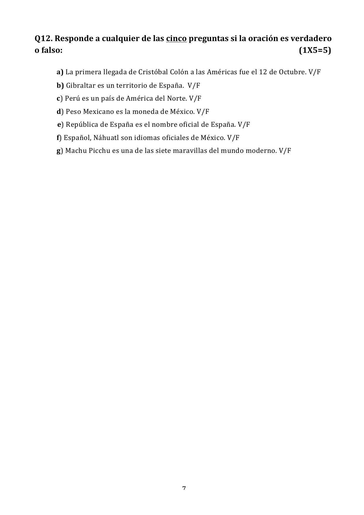 CBSE Class 12 Spanish Sample Paper 2024 - Page 7