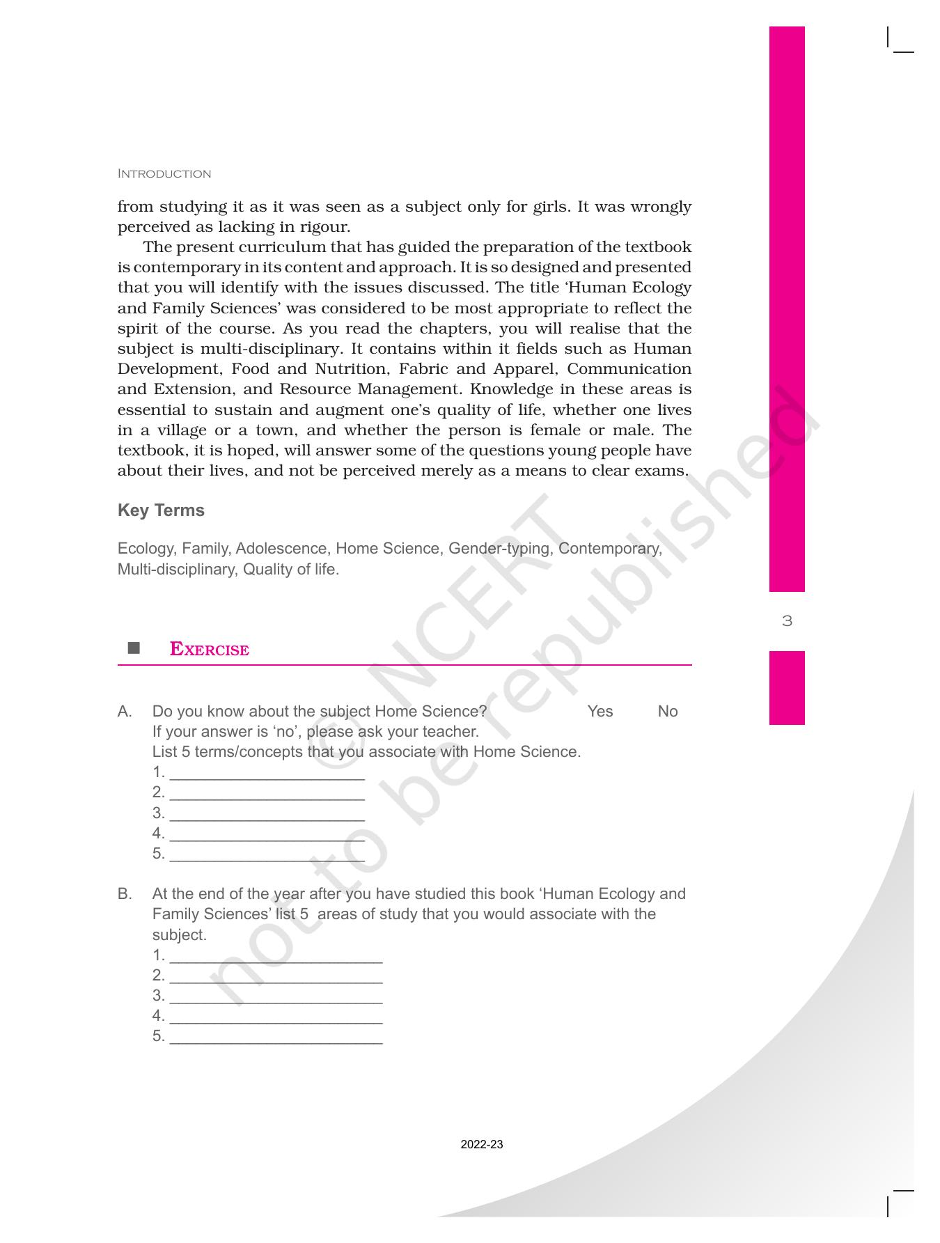 NCERT Book for Class 11 Home Science Chapter 1 Introduction - Page 3