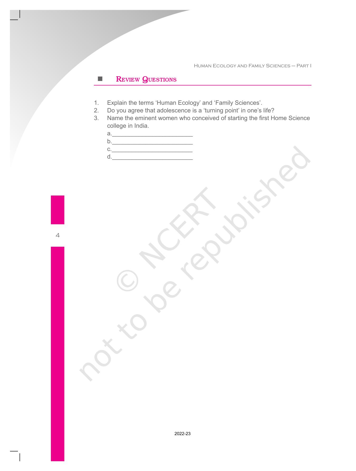 NCERT Book for Class 11 Home Science Chapter 1 Introduction - Page 4