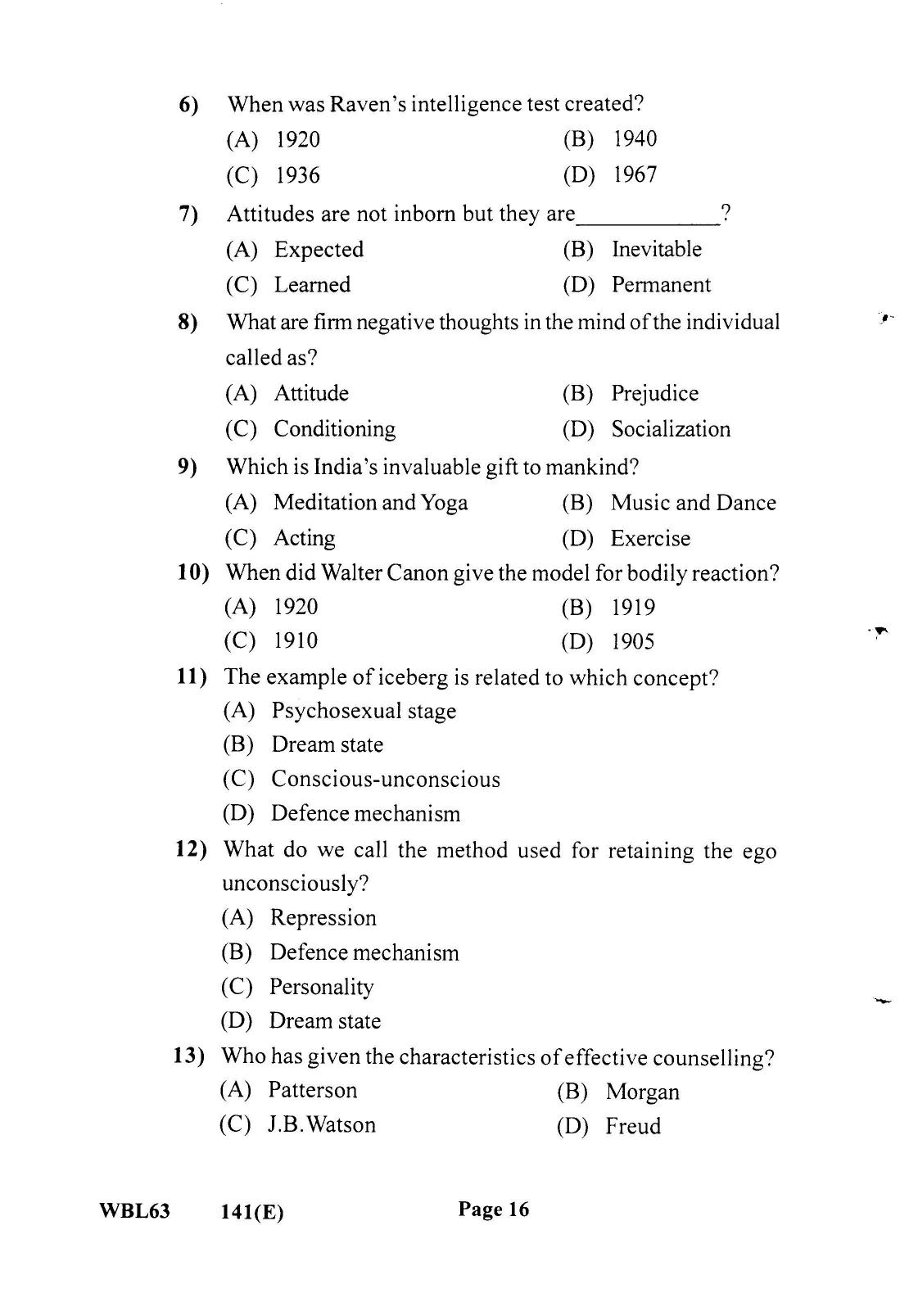 Gujarat Board Class 12th Question Paper 2022: (GHE) Psychology - Page 15