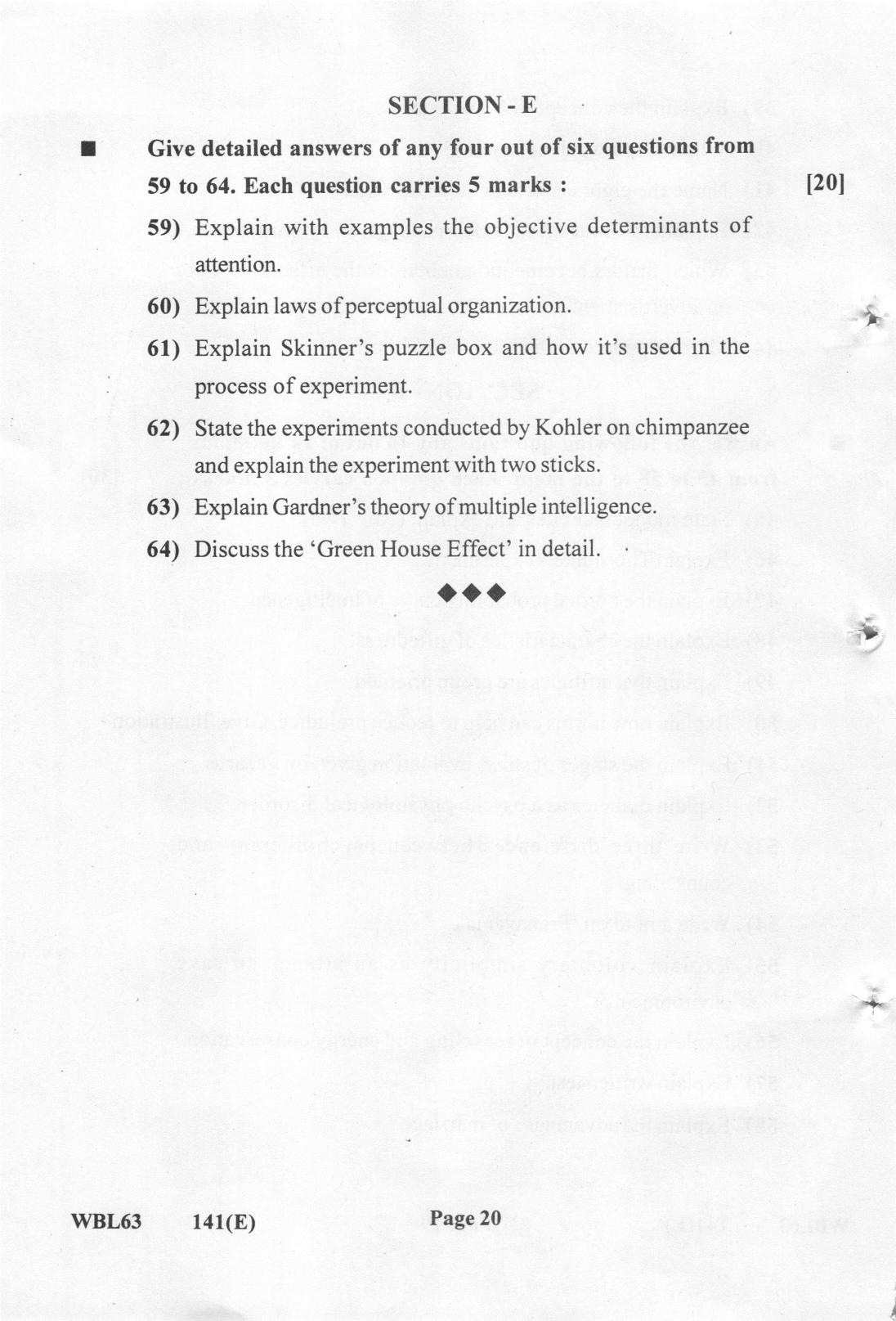 Gujarat Board Class 12th Question Paper 2022: (GHE) Psychology - Page 19
