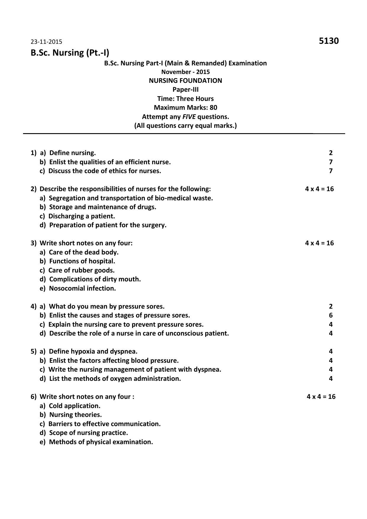 RUHS B.Sc Nursing 2015 Question Paper - Page 8