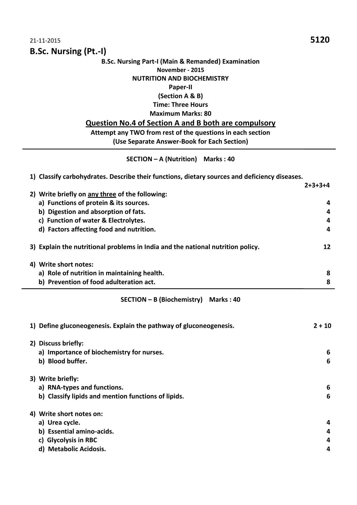 RUHS B.Sc Nursing 2015 Question Paper - Page 9