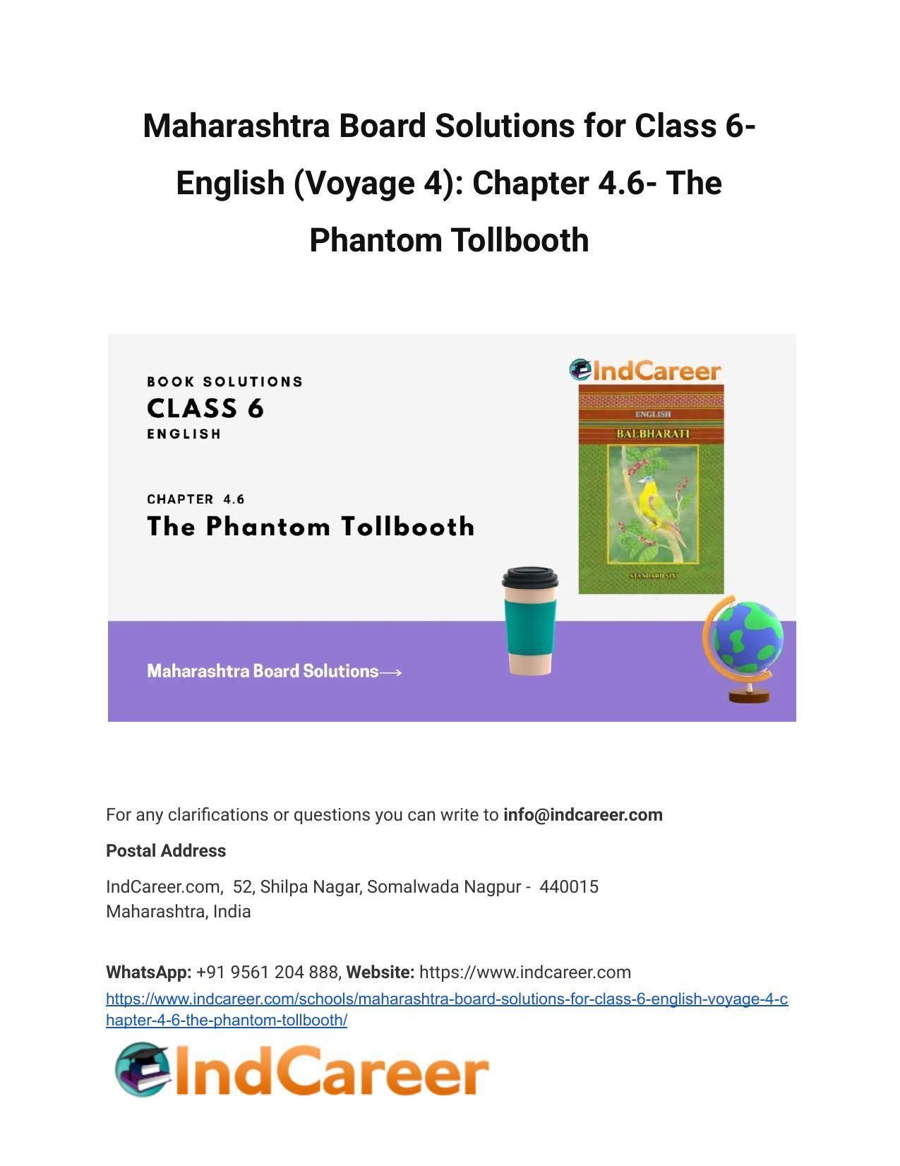 Maharashtra Board Solutions for Class 6- English (Voyage 4): Chapter 4.6- The Phantom Tollbooth - Page 1