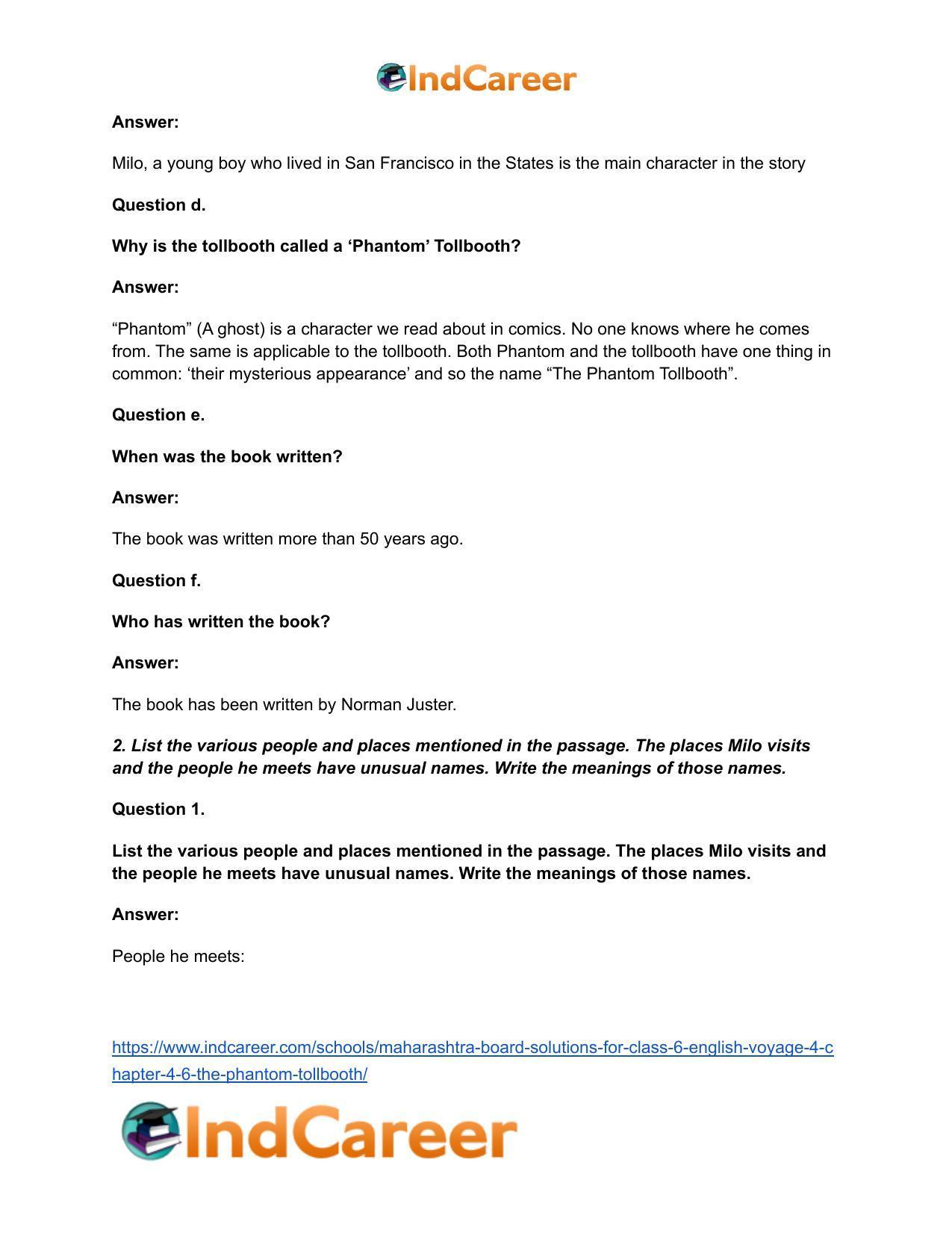 Maharashtra Board Solutions for Class 6- English (Voyage 4): Chapter 4.6- The Phantom Tollbooth - Page 3