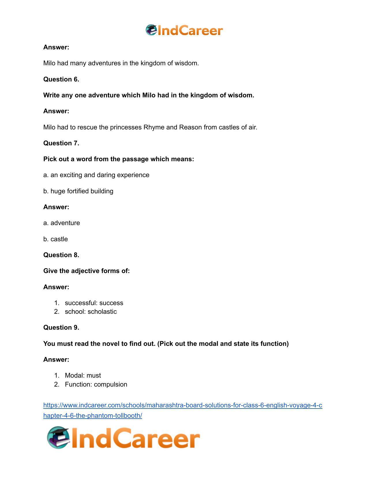 Maharashtra Board Solutions for Class 6- English (Voyage 4): Chapter 4.6- The Phantom Tollbooth - Page 11