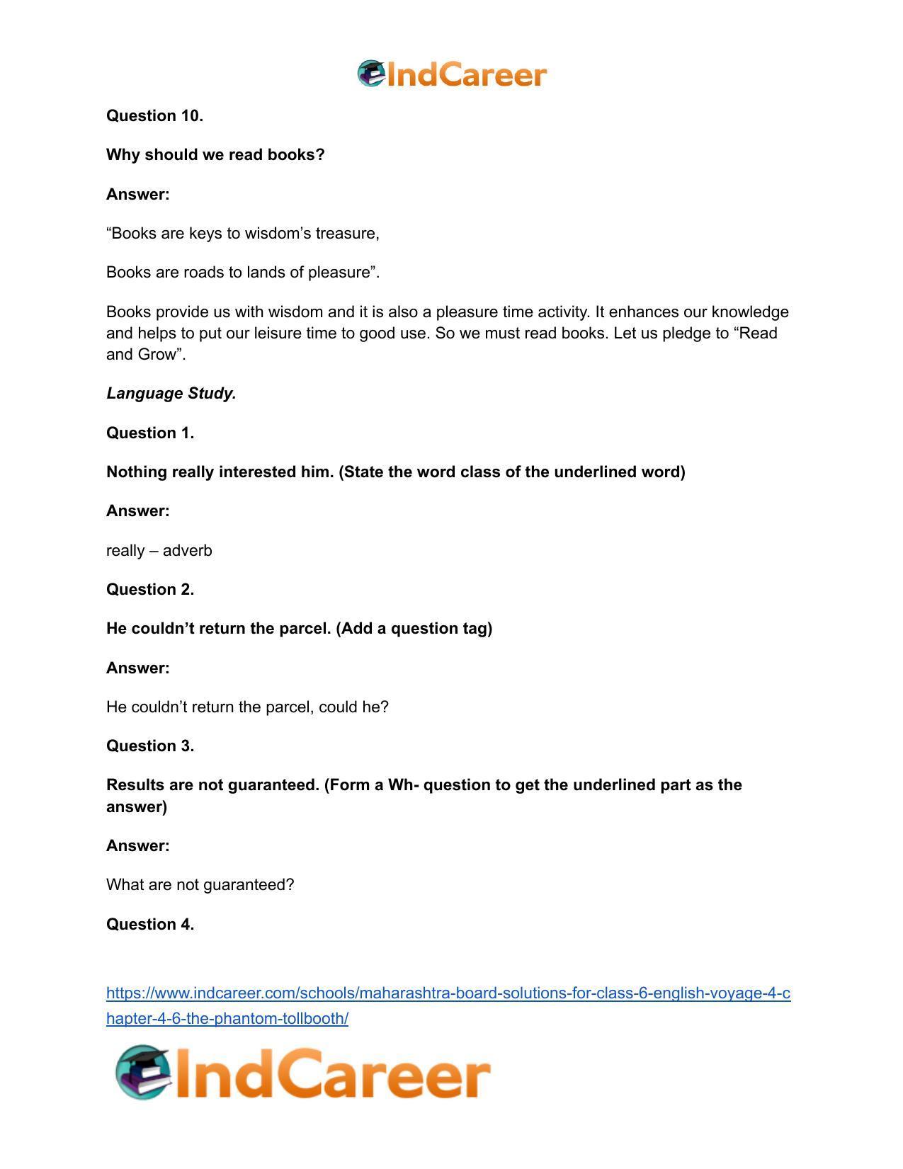 Maharashtra Board Solutions for Class 6- English (Voyage 4): Chapter 4.6- The Phantom Tollbooth - Page 12