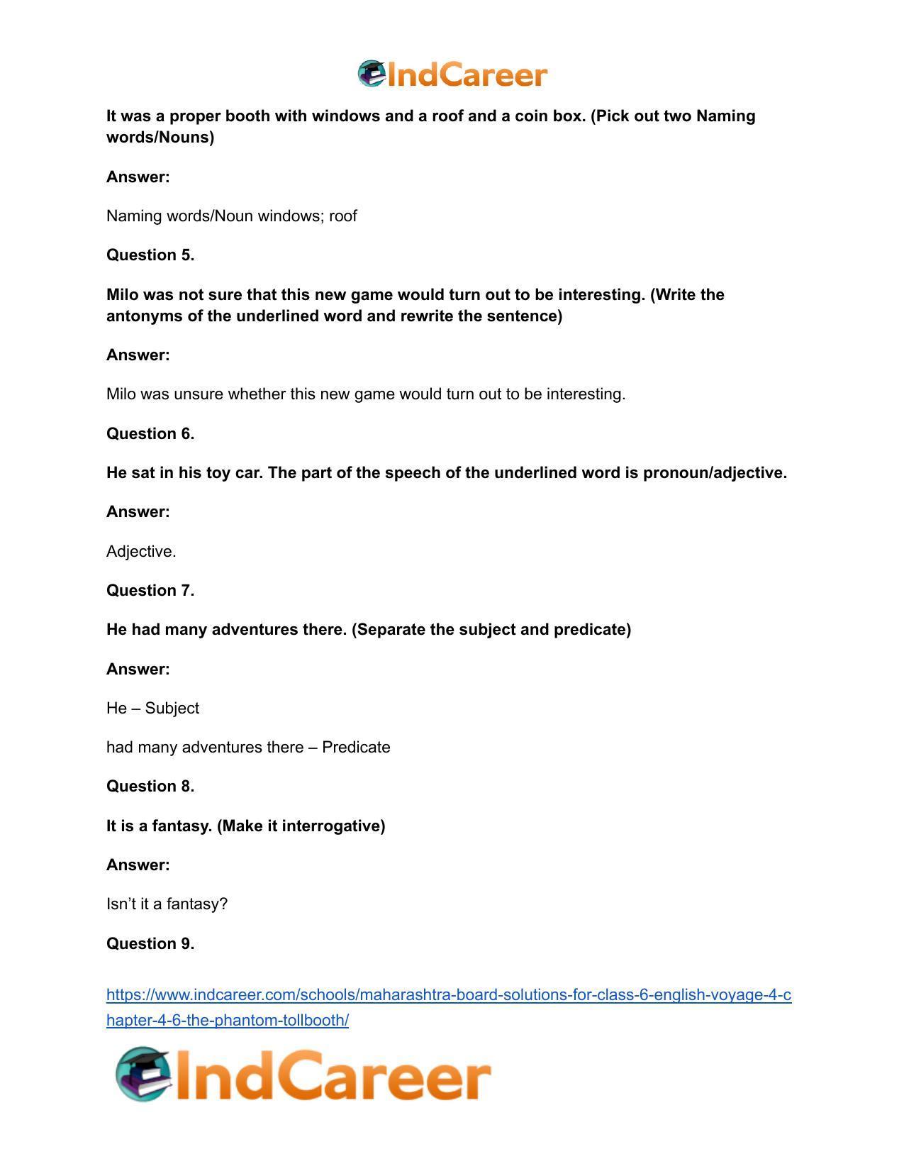 Maharashtra Board Solutions for Class 6- English (Voyage 4): Chapter 4.6- The Phantom Tollbooth - Page 13