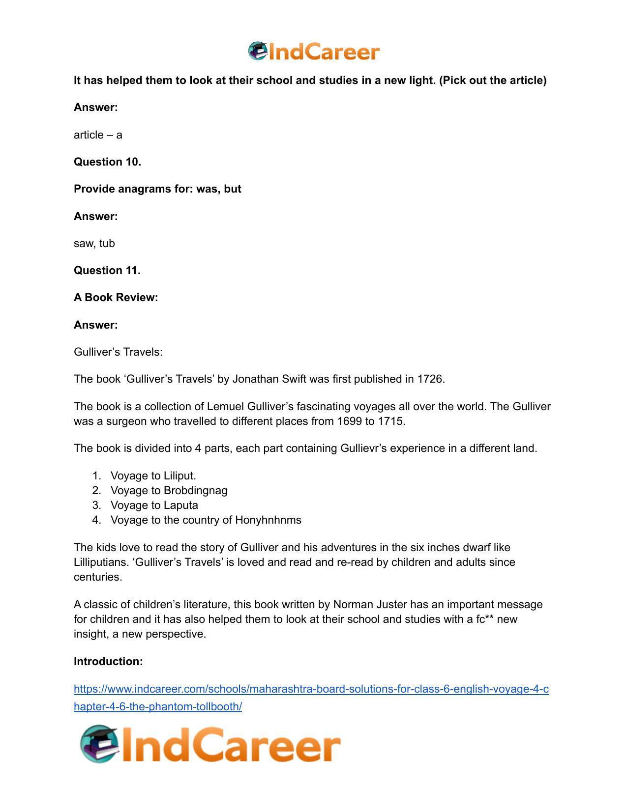 Maharashtra Board Solutions for Class 6- English (Voyage 4): Chapter 4.6- The Phantom Tollbooth - Page 14