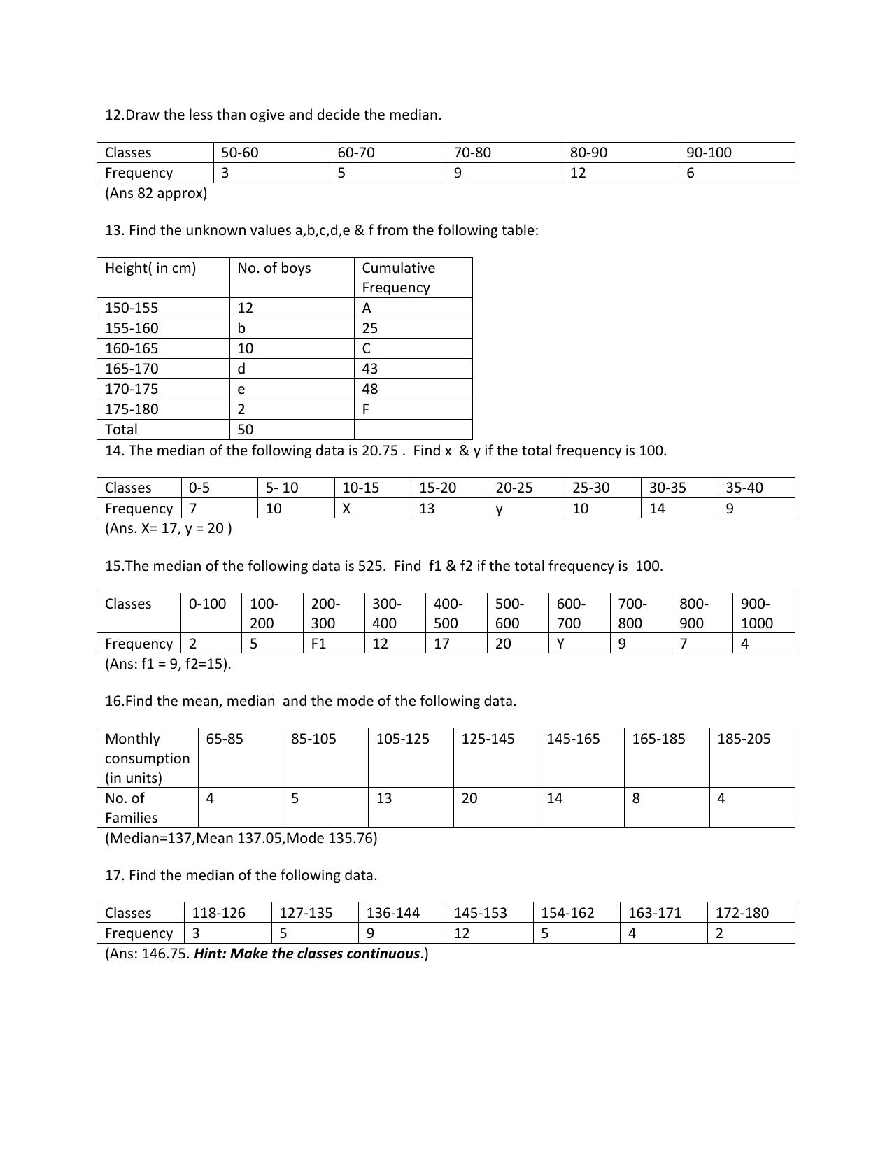 CBSE Worksheets for Class 10 Maths Statistics Assignment 4 - Page 2