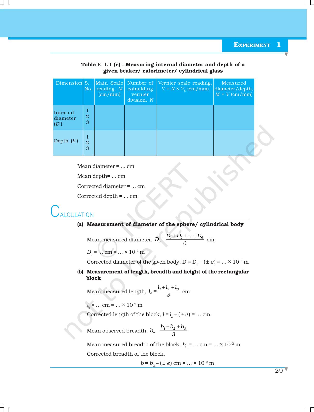 NCERT Laboratory Manuals for Class XI Physics - Experiments (1 to 5) - Page 7