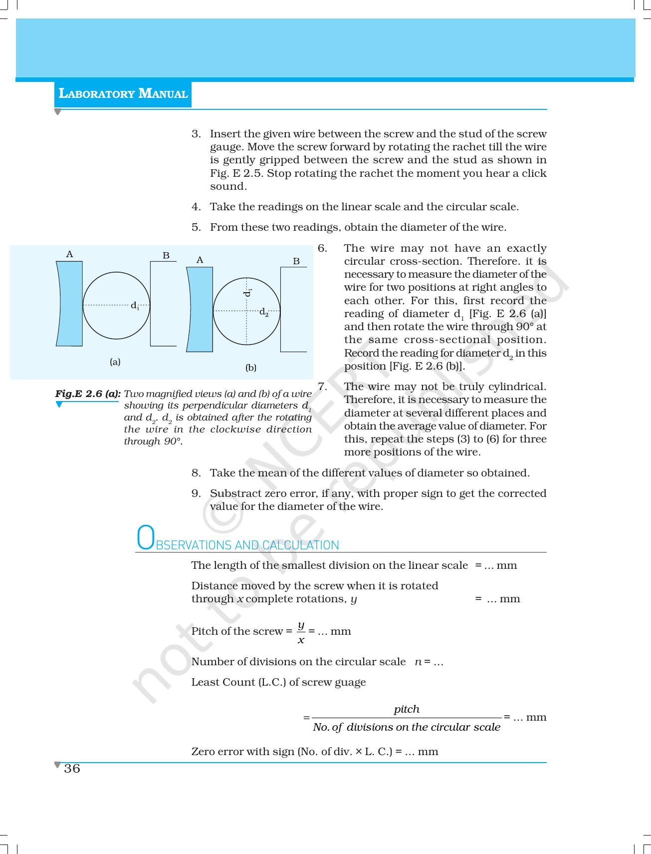 NCERT Laboratory Manuals for Class XI Physics - Experiments (1 to 5) - Page 14
