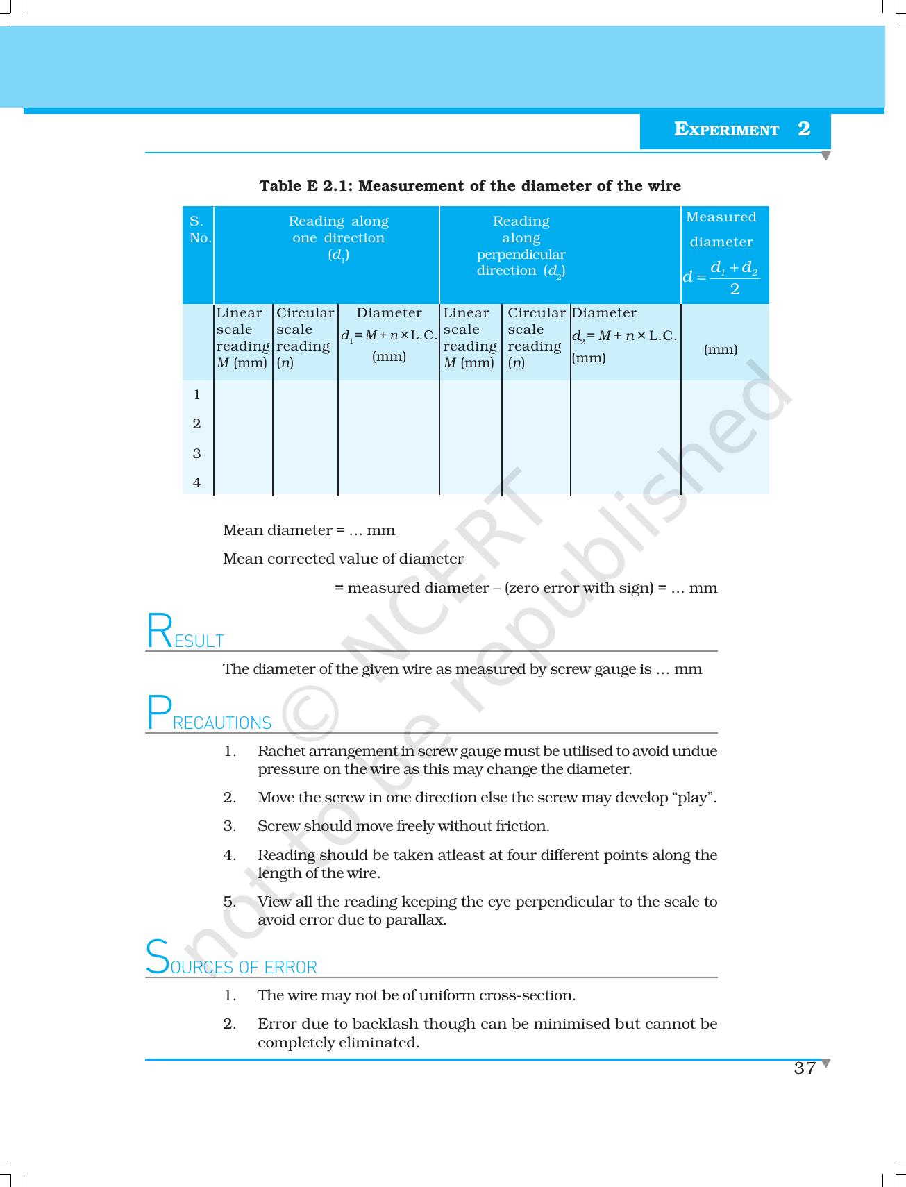 NCERT Laboratory Manuals for Class XI Physics - Experiments (1 to 5) - Page 15