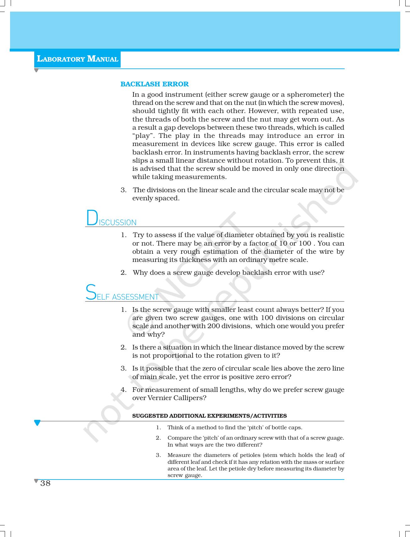 NCERT Laboratory Manuals for Class XI Physics - Experiments (1 to 5) - Page 16