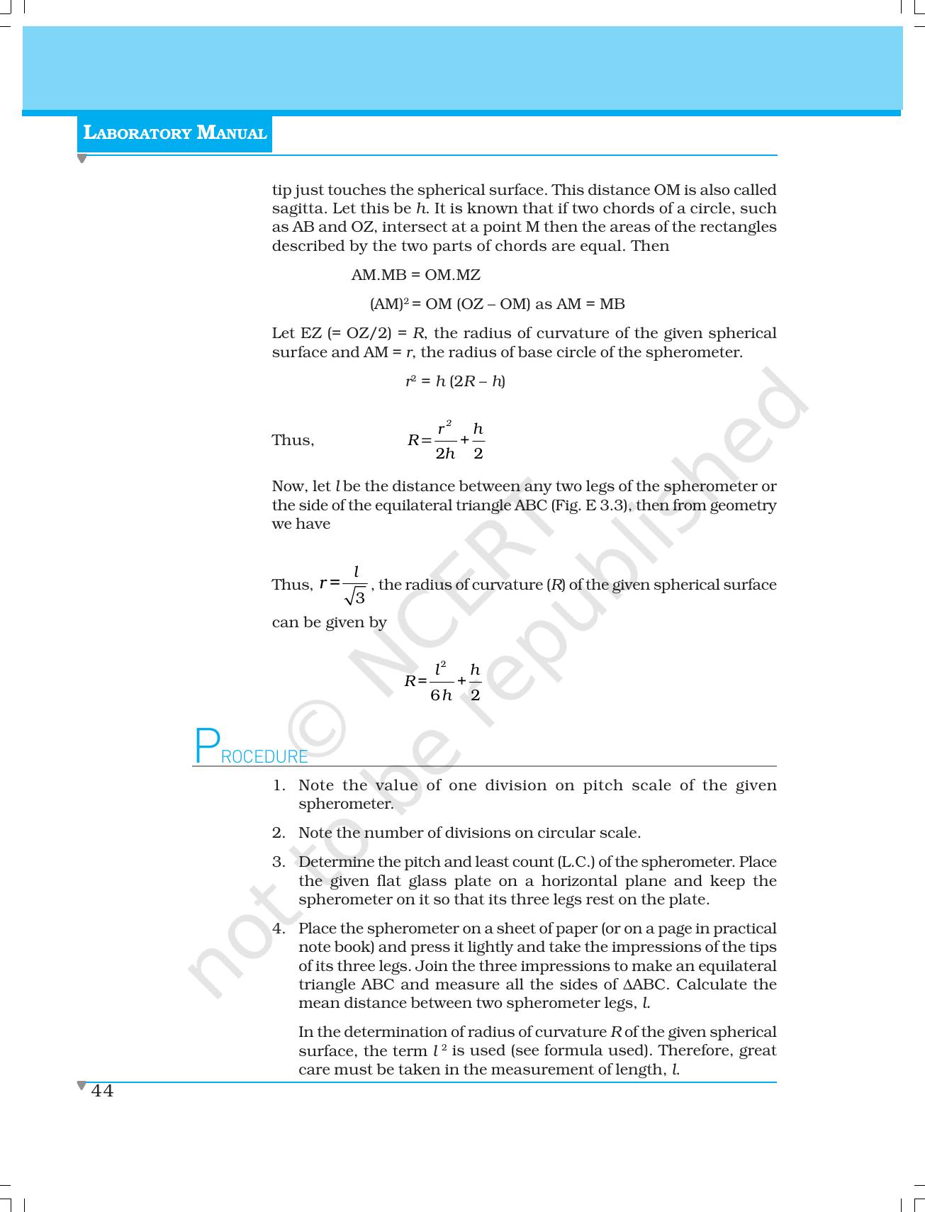 NCERT Laboratory Manuals for Class XI Physics - Experiments (1 to 5) - Page 22