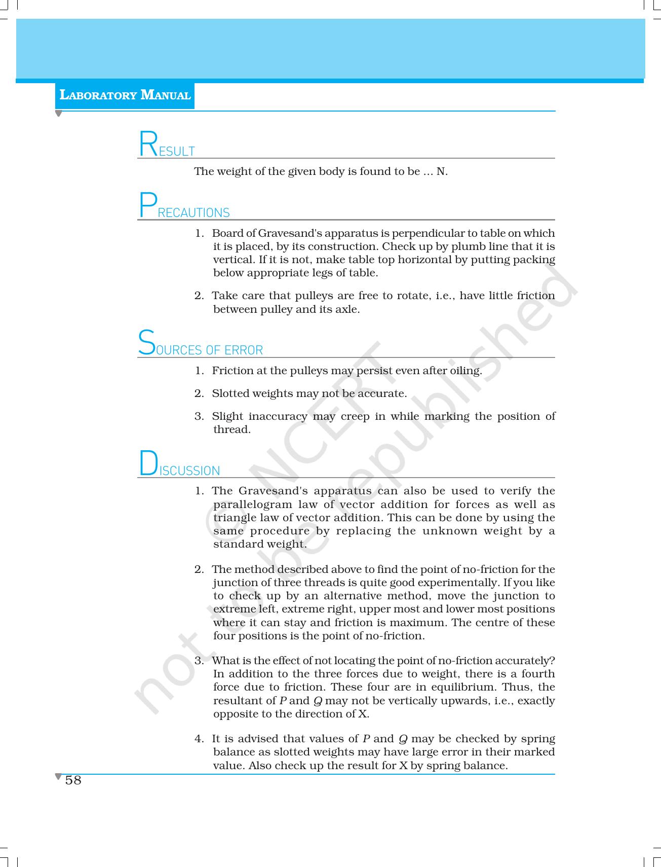 NCERT Laboratory Manuals for Class XI Physics - Experiments (1 to 5) - Page 36