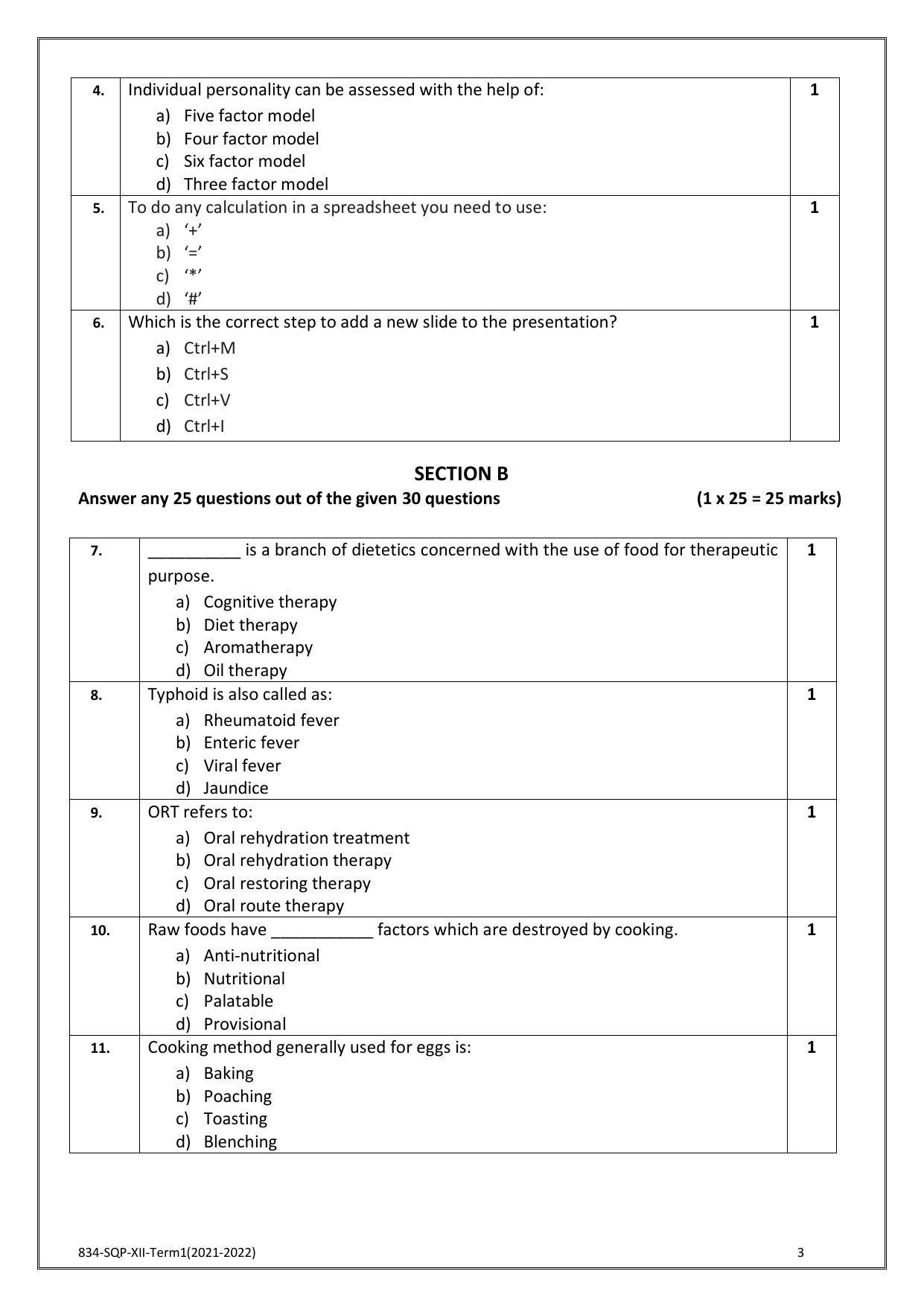 CBSE Class 12 Food Nutrition & Dietetics Sample Paper 2021-22 - Page 3