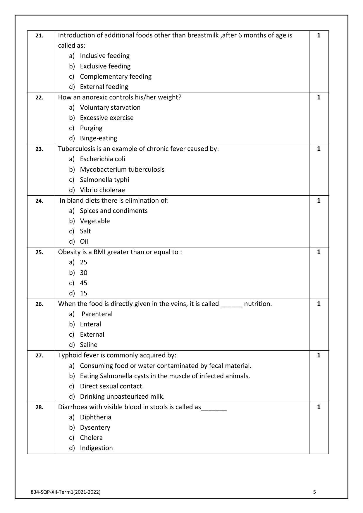 CBSE Class 12 Food Nutrition & Dietetics Sample Paper 2021-22 - Page 5