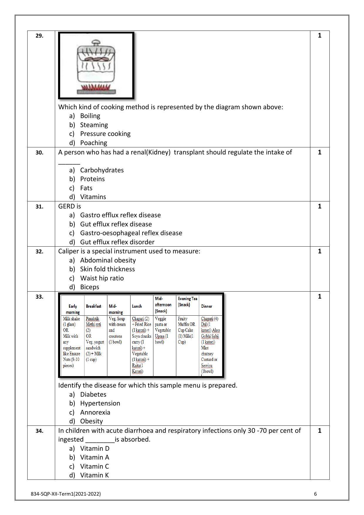 CBSE Class 12 Food Nutrition & Dietetics Sample Paper 2021-22 - Page 6