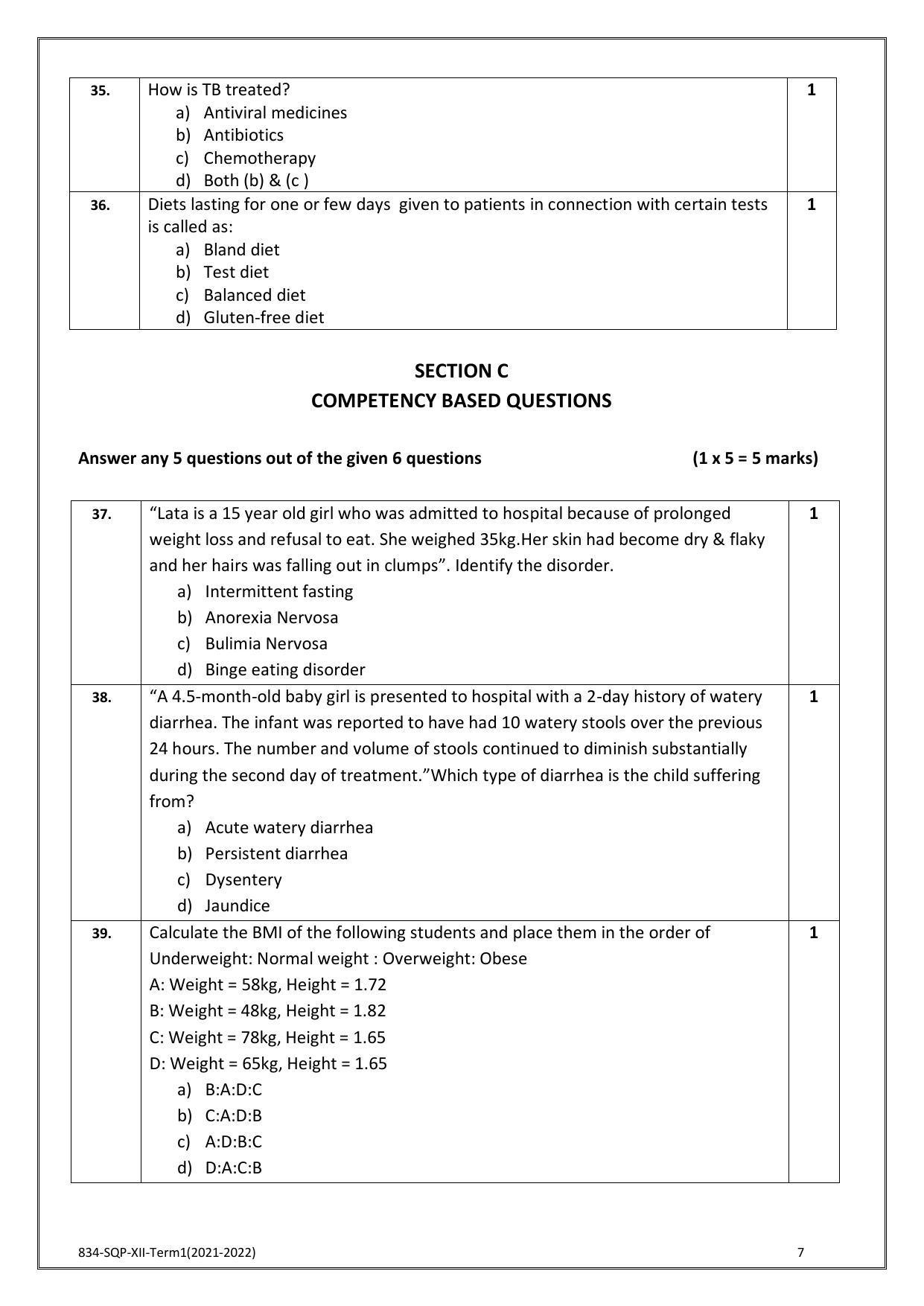 CBSE Class 12 Food Nutrition & Dietetics Sample Paper 2021-22 - Page 7