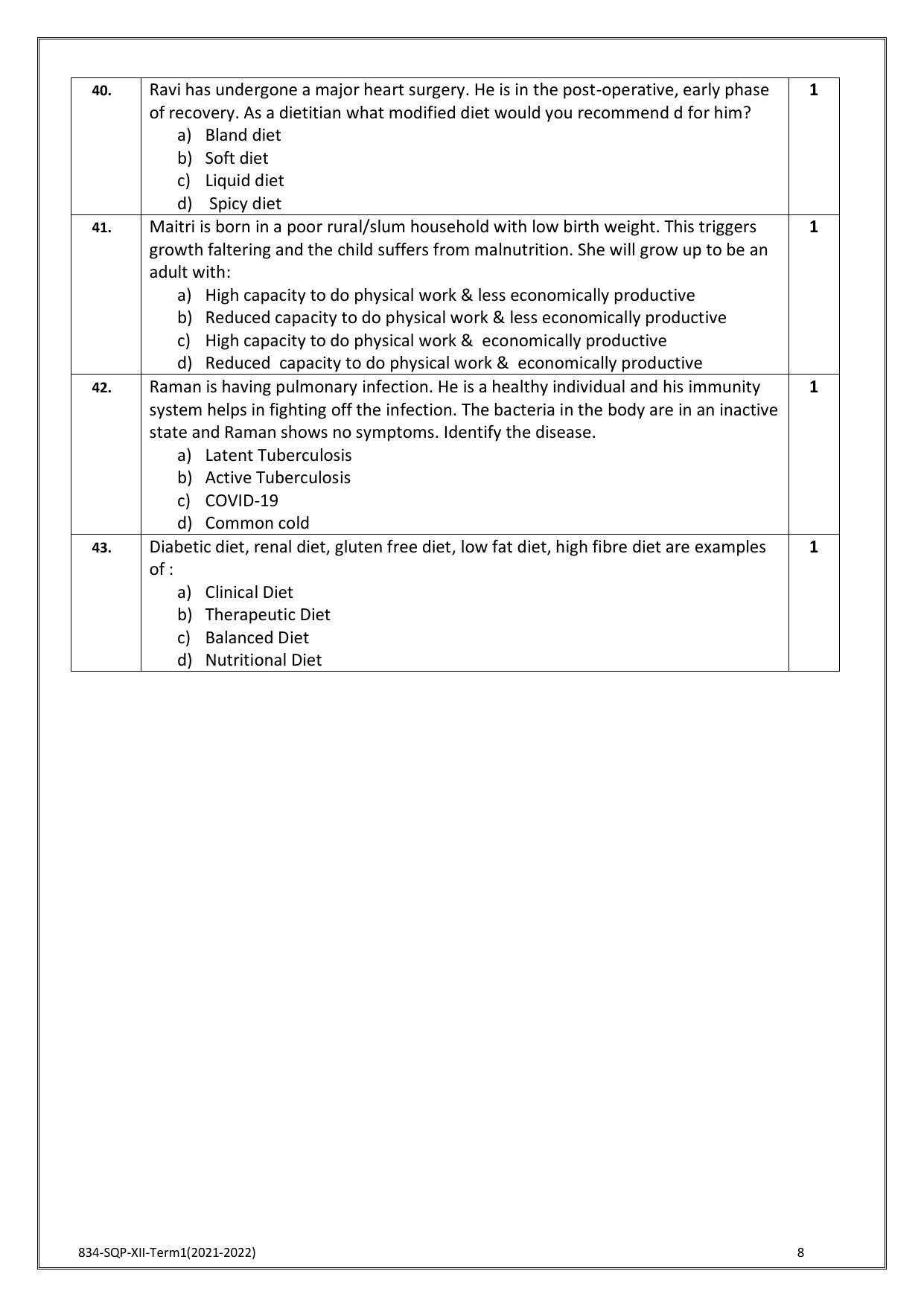 CBSE Class 12 Food Nutrition & Dietetics Sample Paper 2021-22 - Page 8
