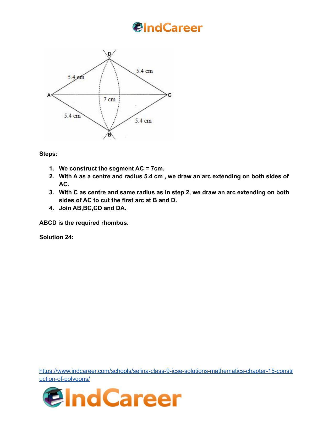 Selina Class 9 ICSE Solutions Mathematics : Chapter 15- Construction of Polygons - Page 25