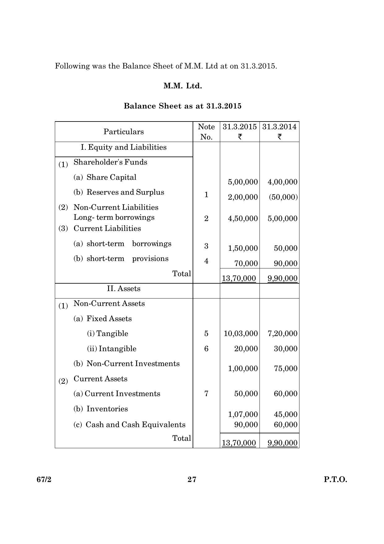 CBSE Class 12 067 Set 2 Accountancy 2016 Question Paper - Page 27
