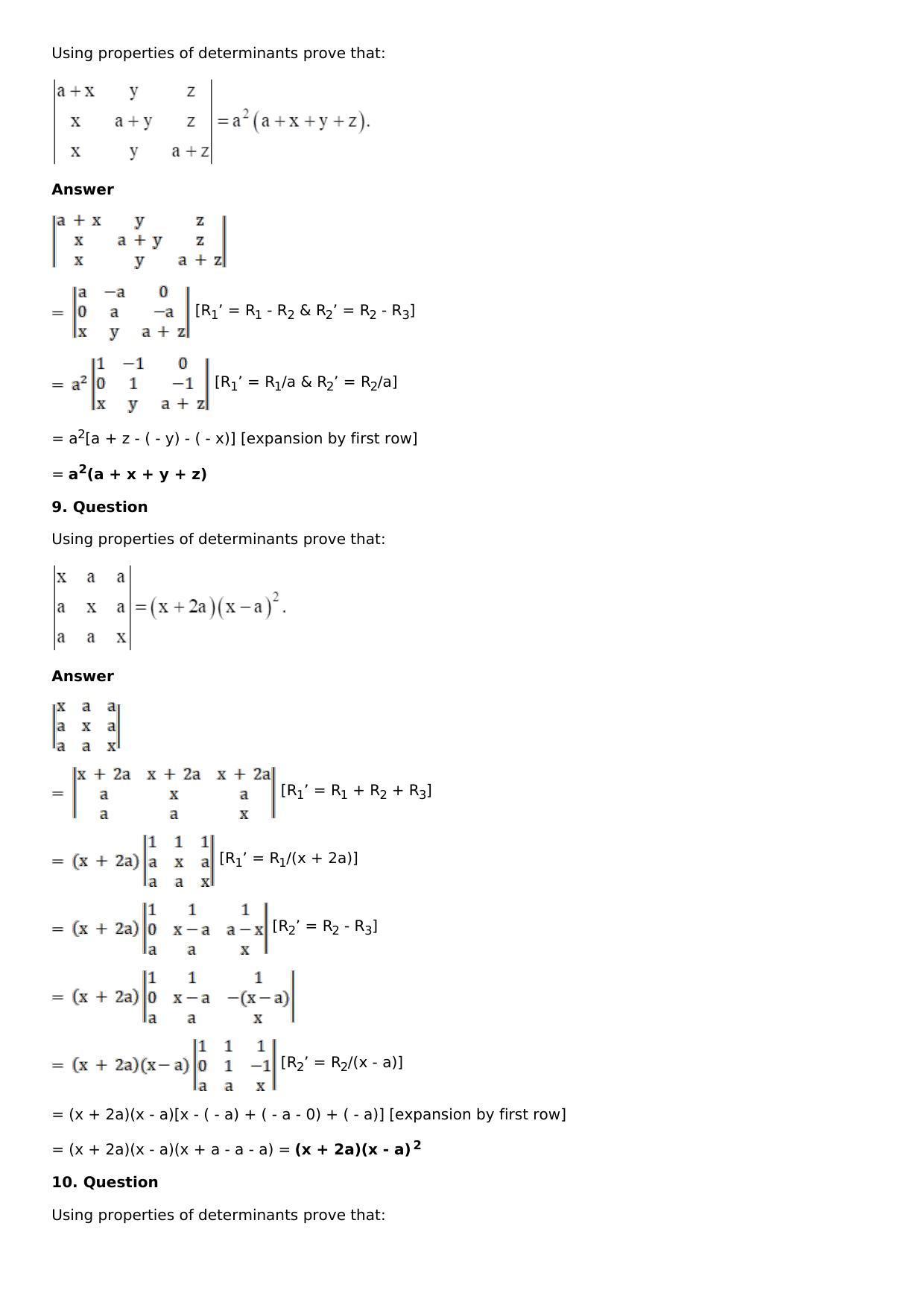Chapter 6: Determinants Solutions: RS Aggarwal Class 12 Solutions  - Page 10