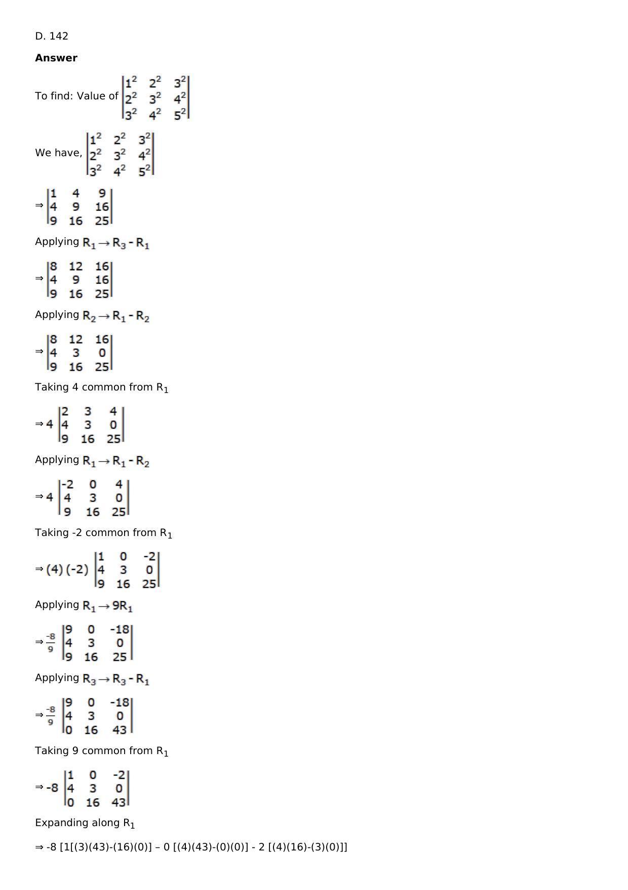 Chapter 6: Determinants Solutions: RS Aggarwal Class 12 Solutions  - Page 44
