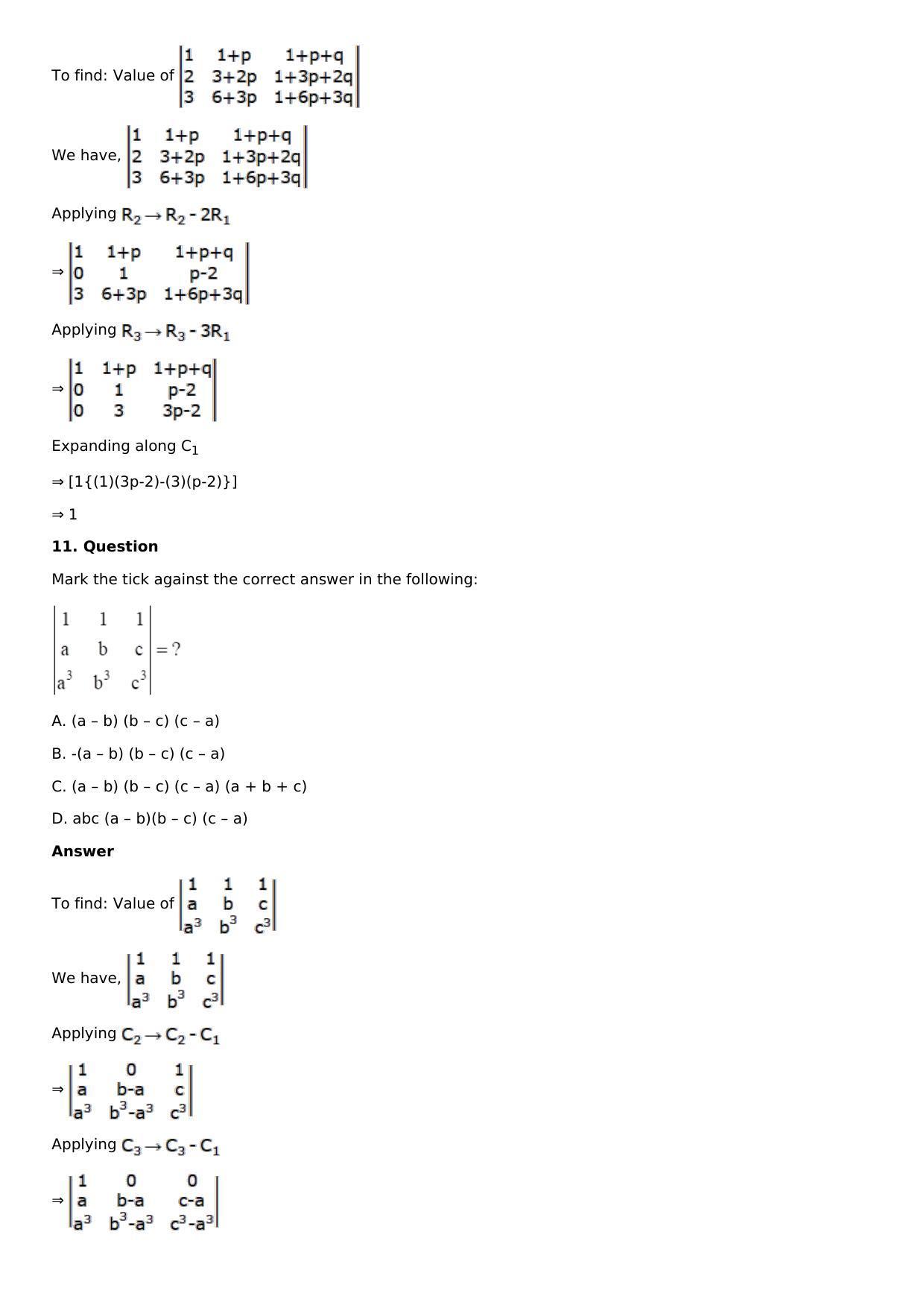 Chapter 6: Determinants Solutions: RS Aggarwal Class 12 Solutions  - Page 47