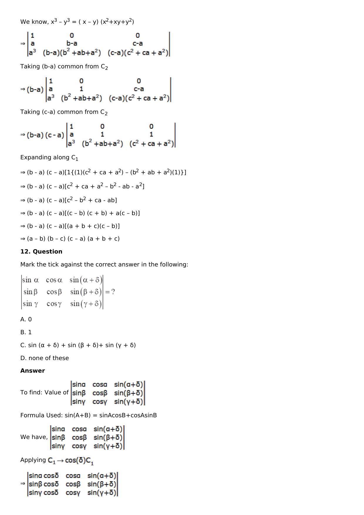 Chapter 6: Determinants Solutions: RS Aggarwal Class 12 Solutions  - Page 48