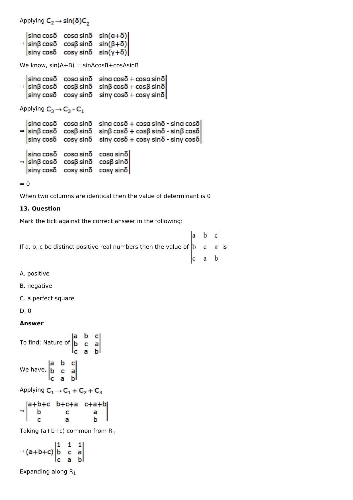 Chapter 6: Determinants Solutions: RS Aggarwal Class 12 Solutions  - Page 49