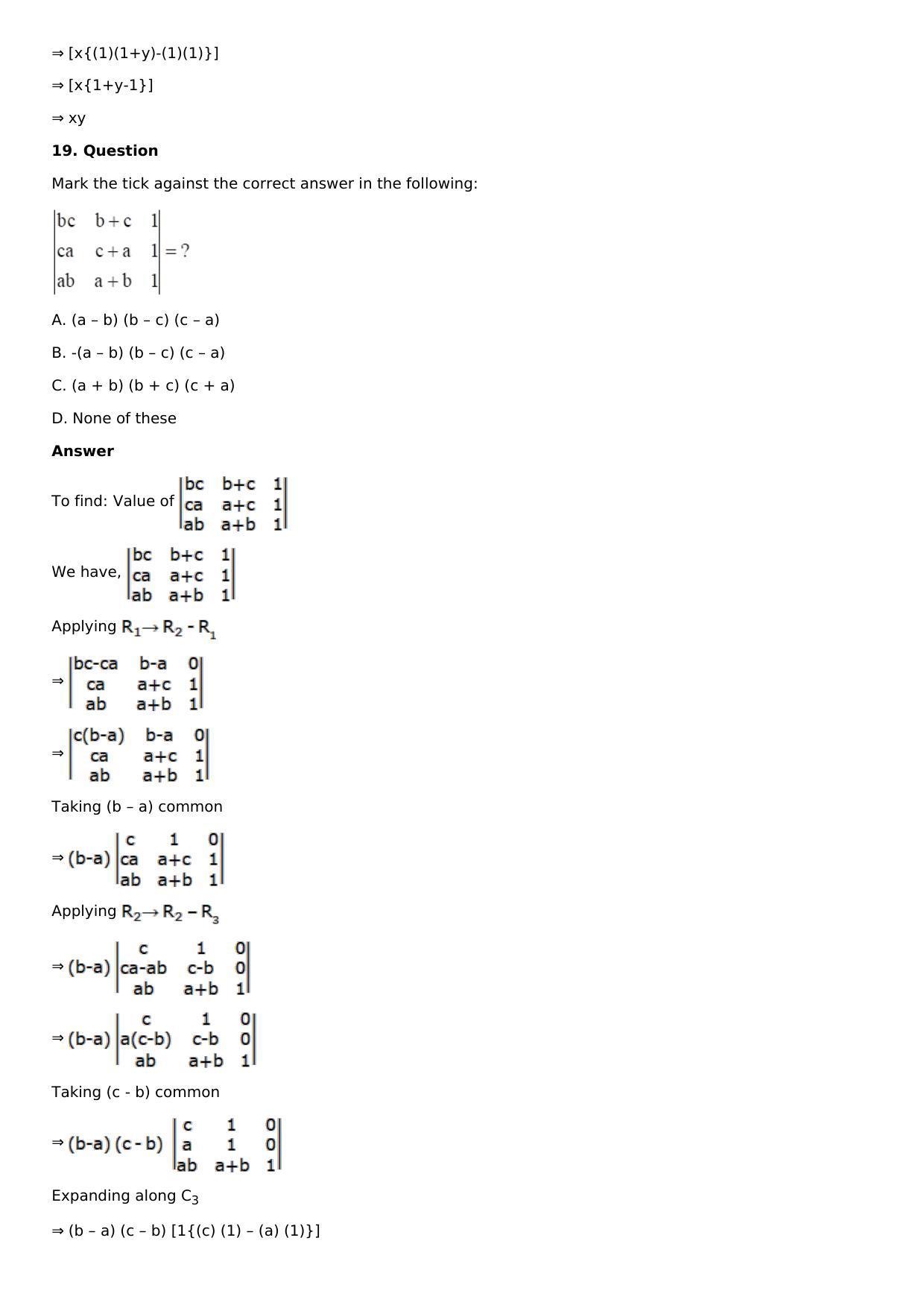 Chapter 6: Determinants Solutions: RS Aggarwal Class 12 Solutions  - Page 54