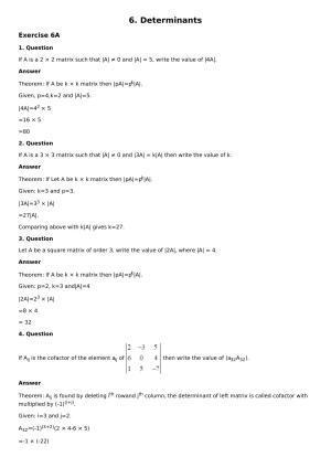 Chapter 6: Determinants Solutions: RS Aggarwal Class 12 Solutions 