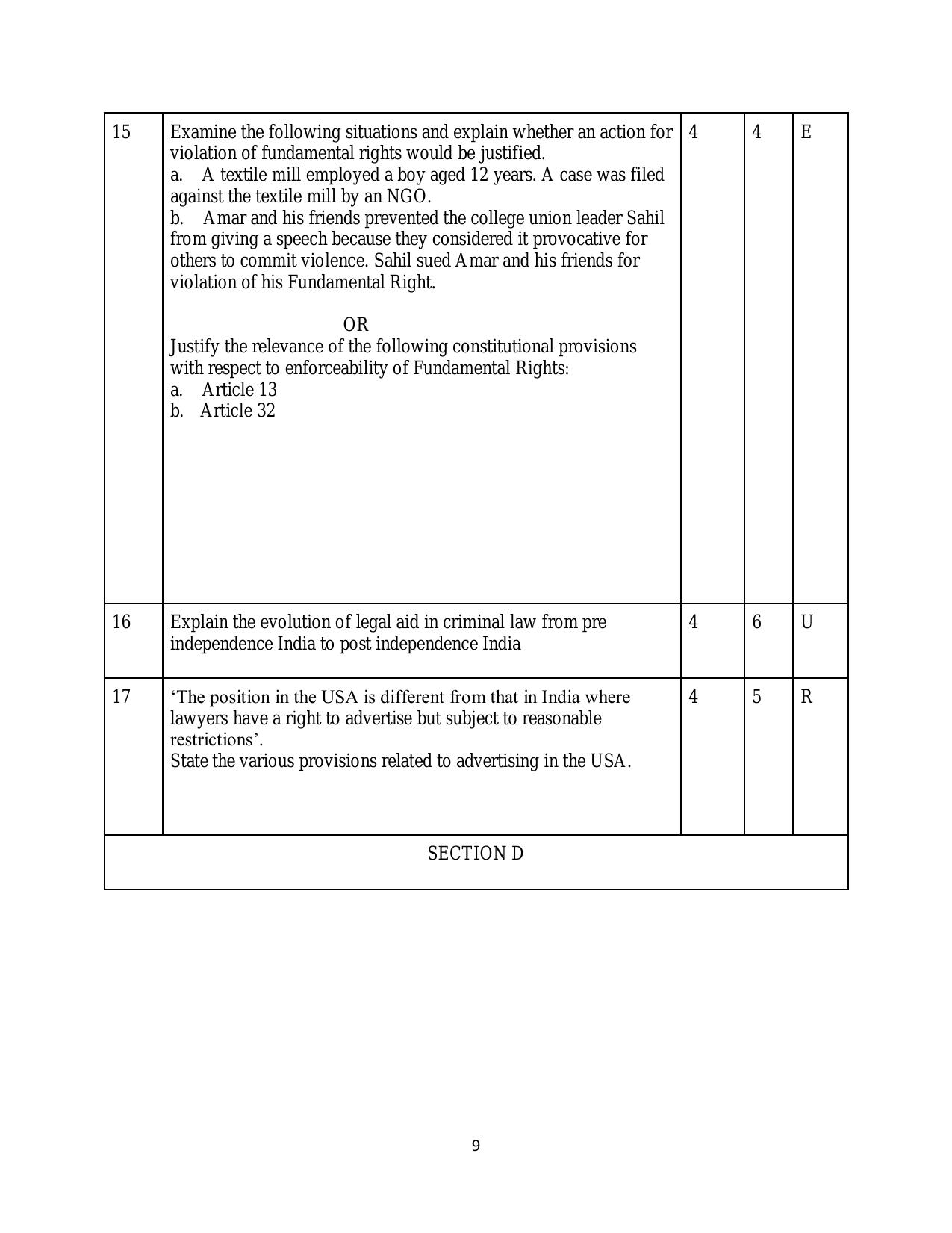 CBSE Class 12 Legal Studies -Sample Paper 2019-20 - Page 9