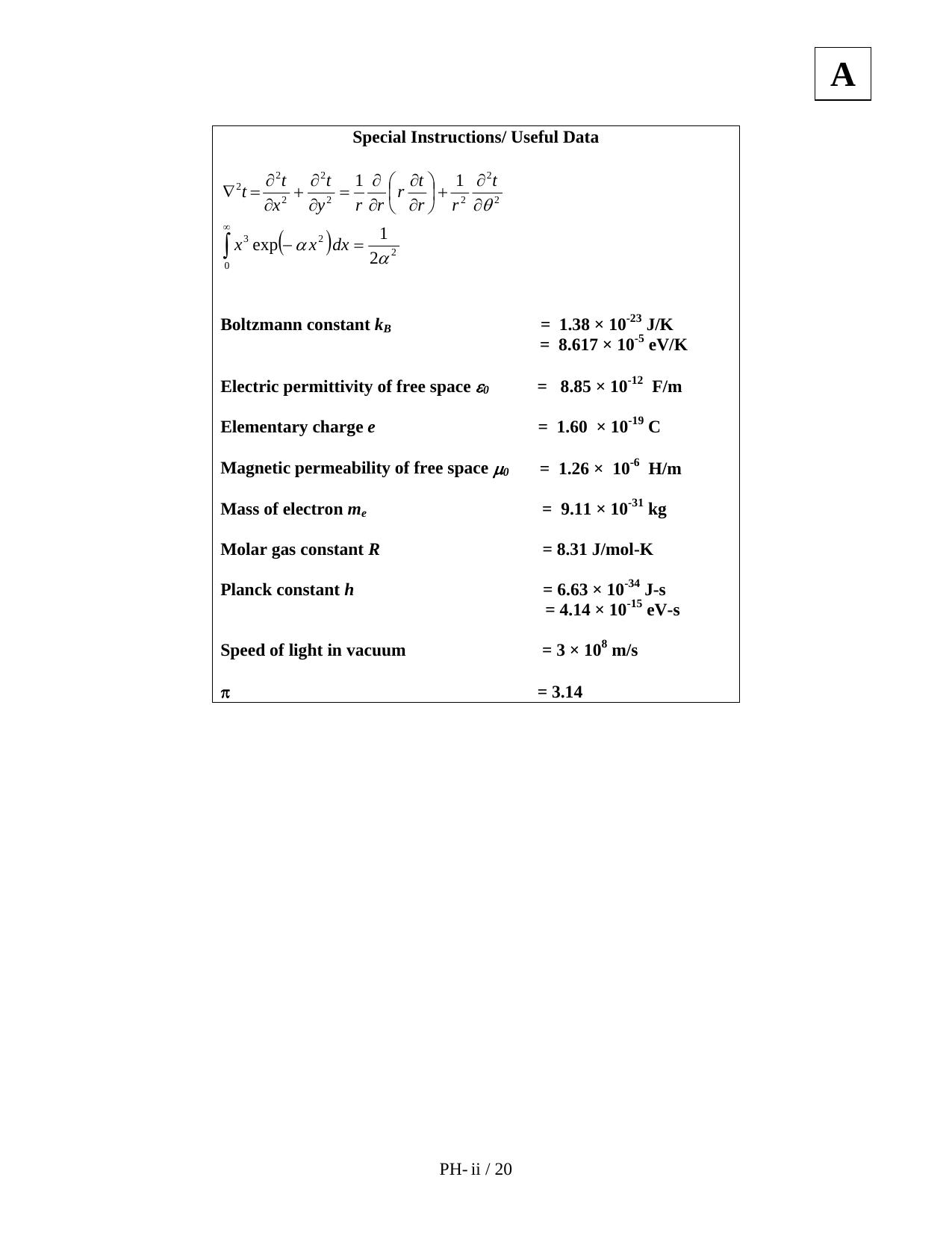JAM 2011: PH Question Paper - Page 2