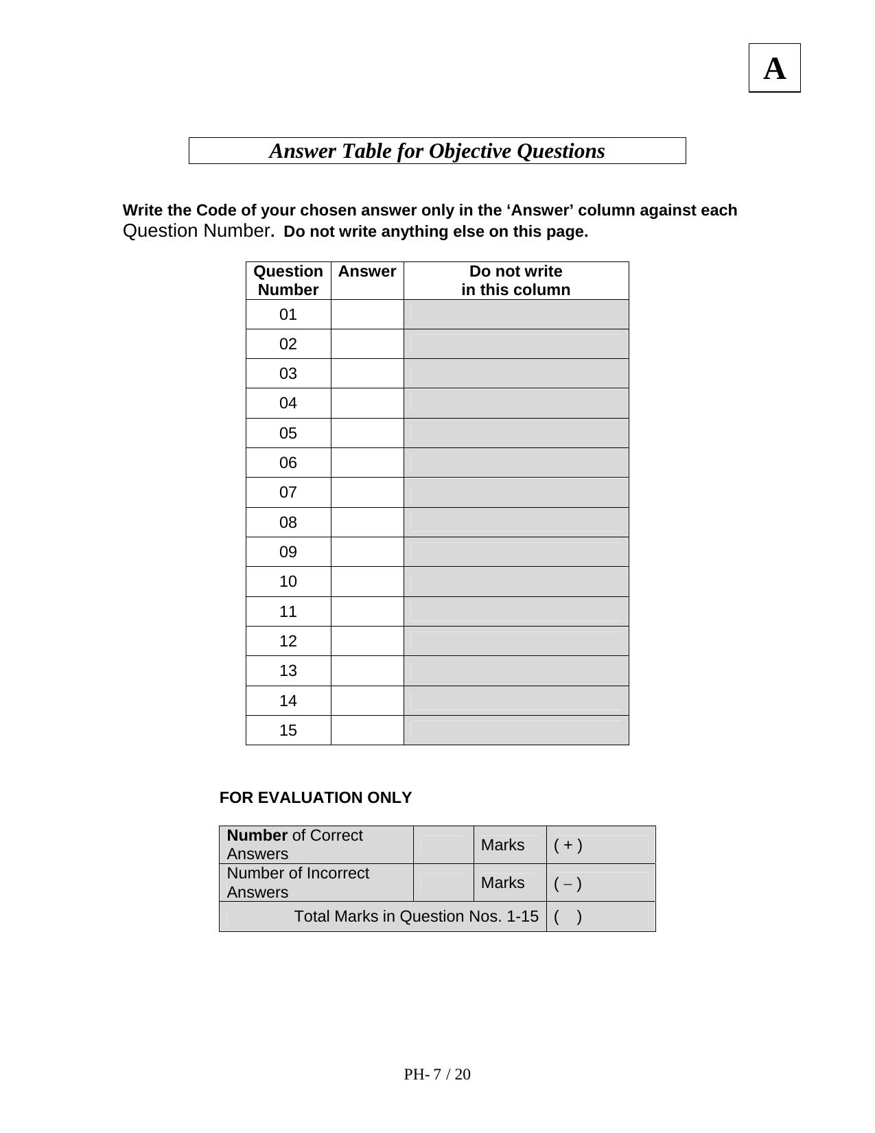 JAM 2011: PH Question Paper - Page 9