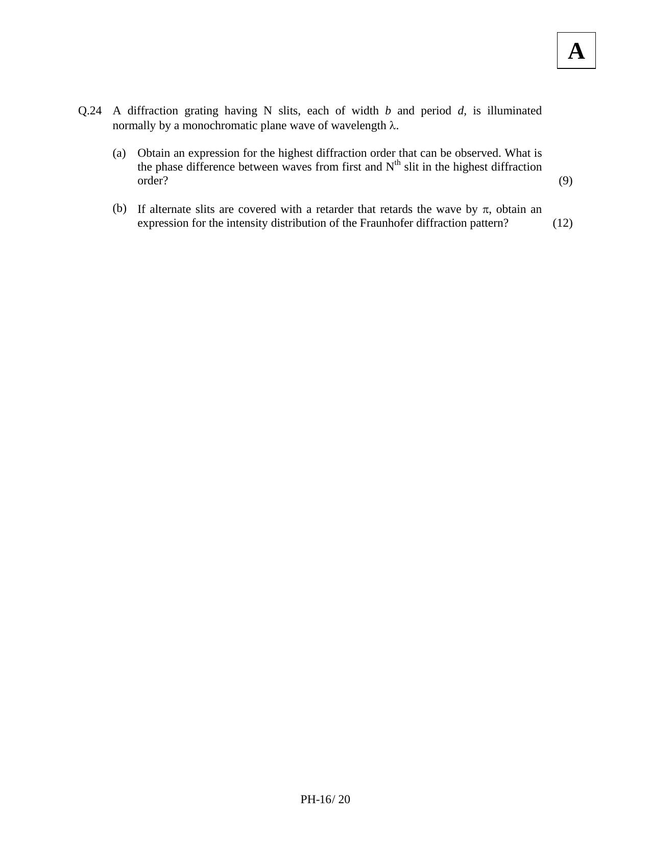 JAM 2011: PH Question Paper - Page 18