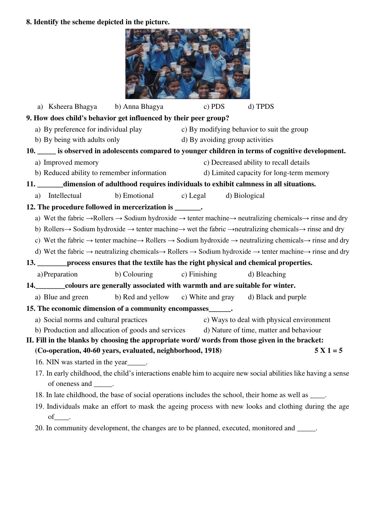 Karnataka II PUC Home Science Model Question Paper II 2025 - Page 2