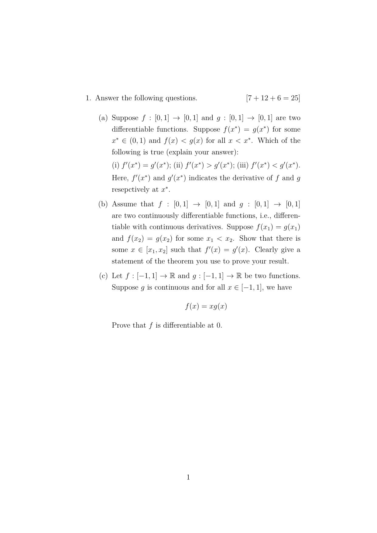 ISI Admission Test JRF in Quantitative Economics (QEA) 2023 Sample Paper - Page 1