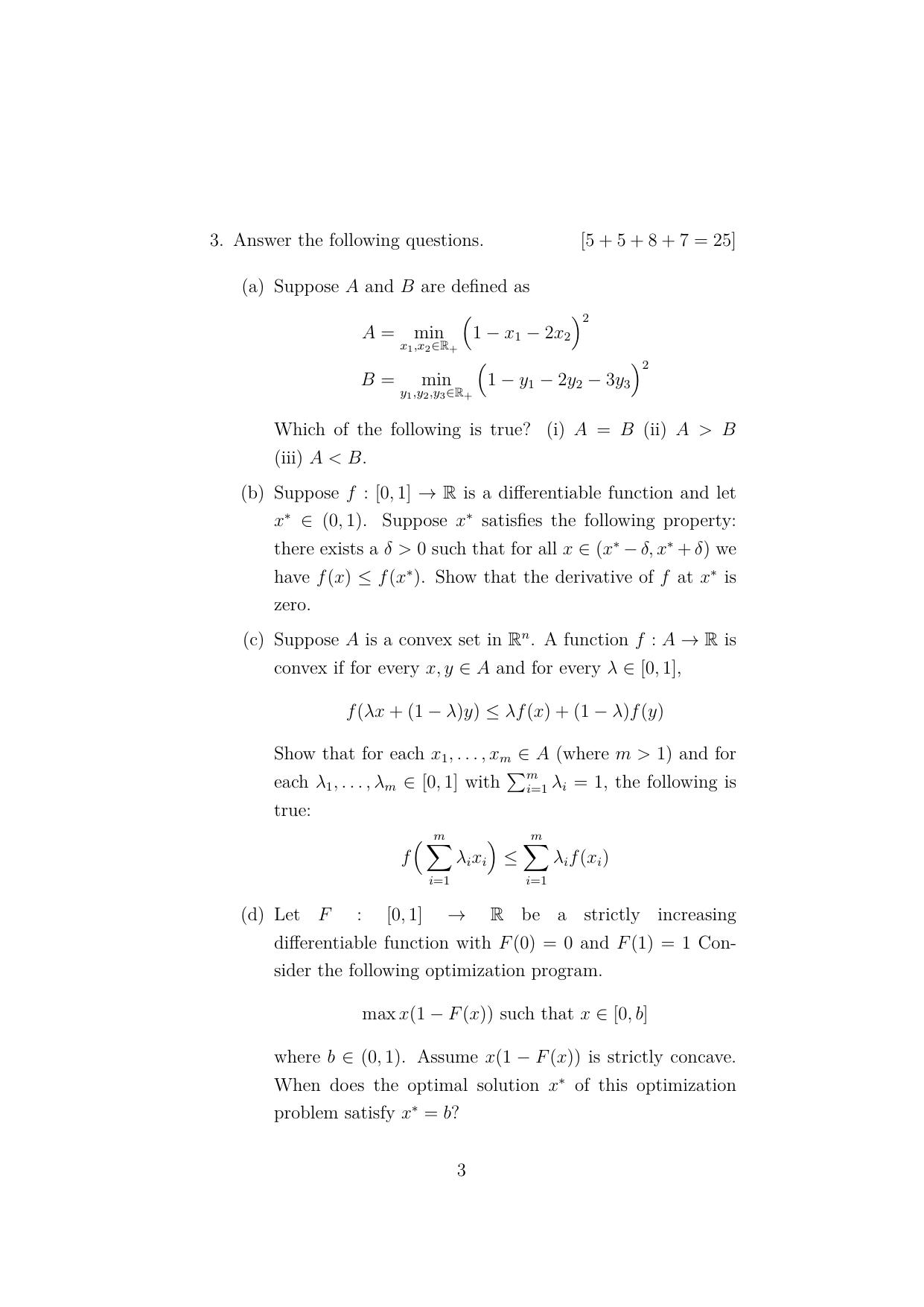ISI Admission Test JRF in Quantitative Economics (QEA) 2023 Sample Paper - Page 3