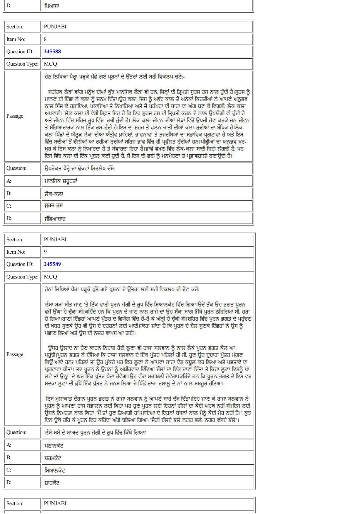 CUET 2022 Question Paper of Panjabi - Page 4