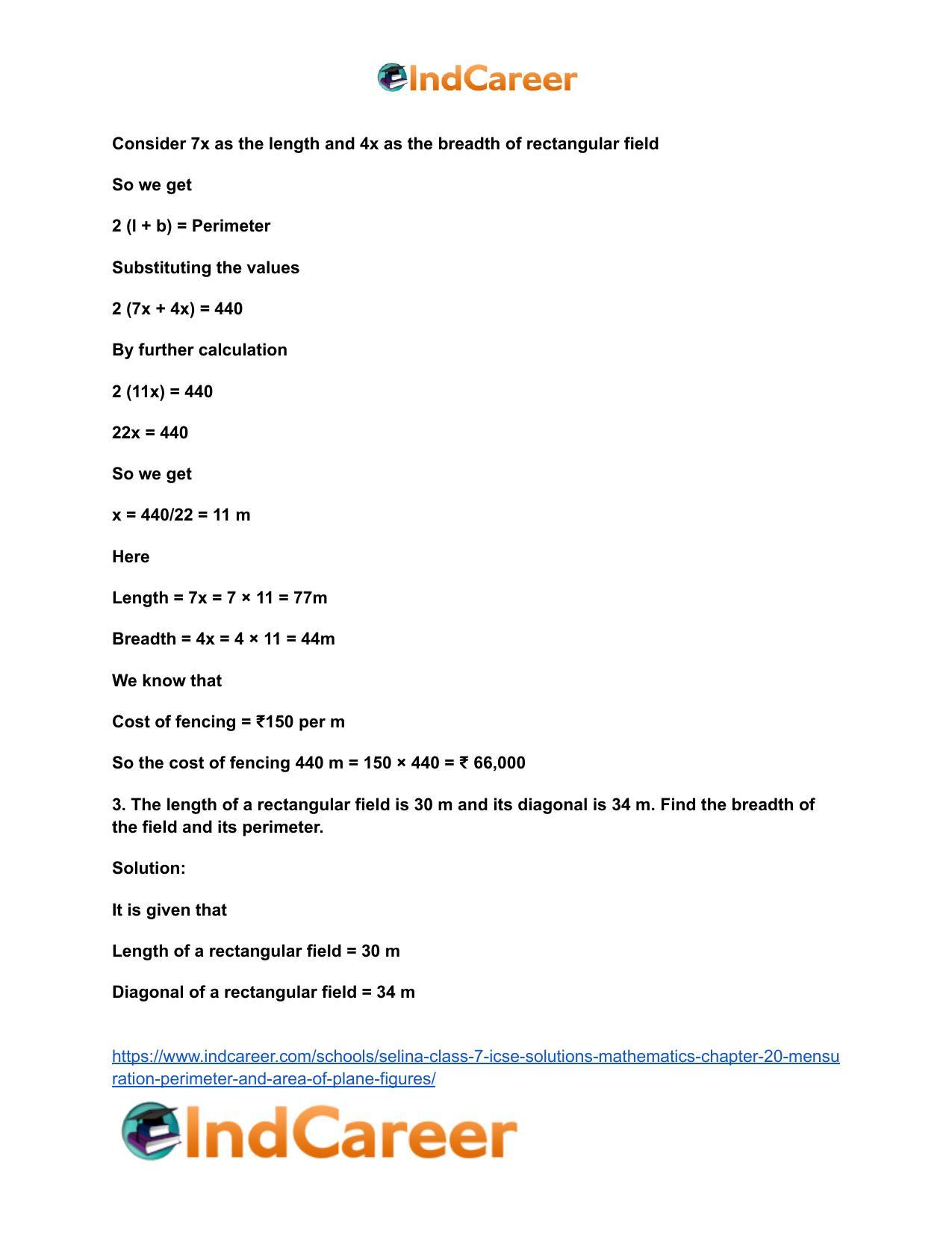 Selina Class 7 ICSE Solutions Mathematics : Chapter 20- Mensuration (Perimeter and Area of Plane Figures) - Page 4